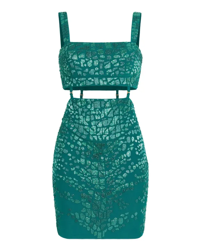 Roberto Cavalli leopard embellished mini dress - Grün Grün