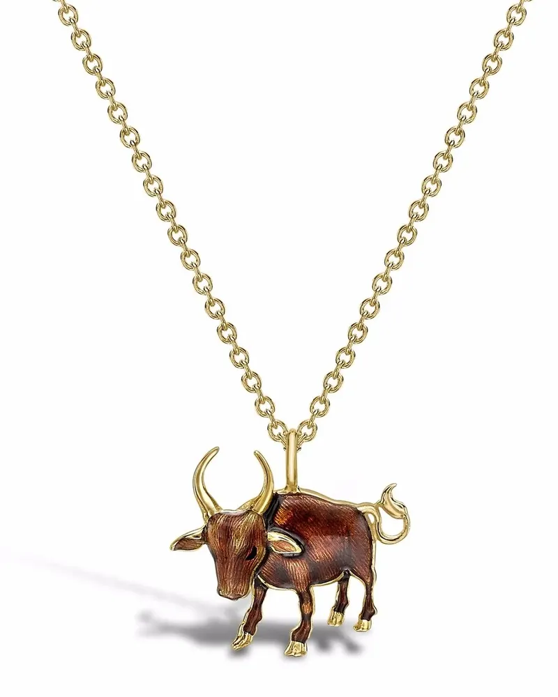 Pragnell 18kt Gelbgoldhalskette mit Ochsenanhänger Gold