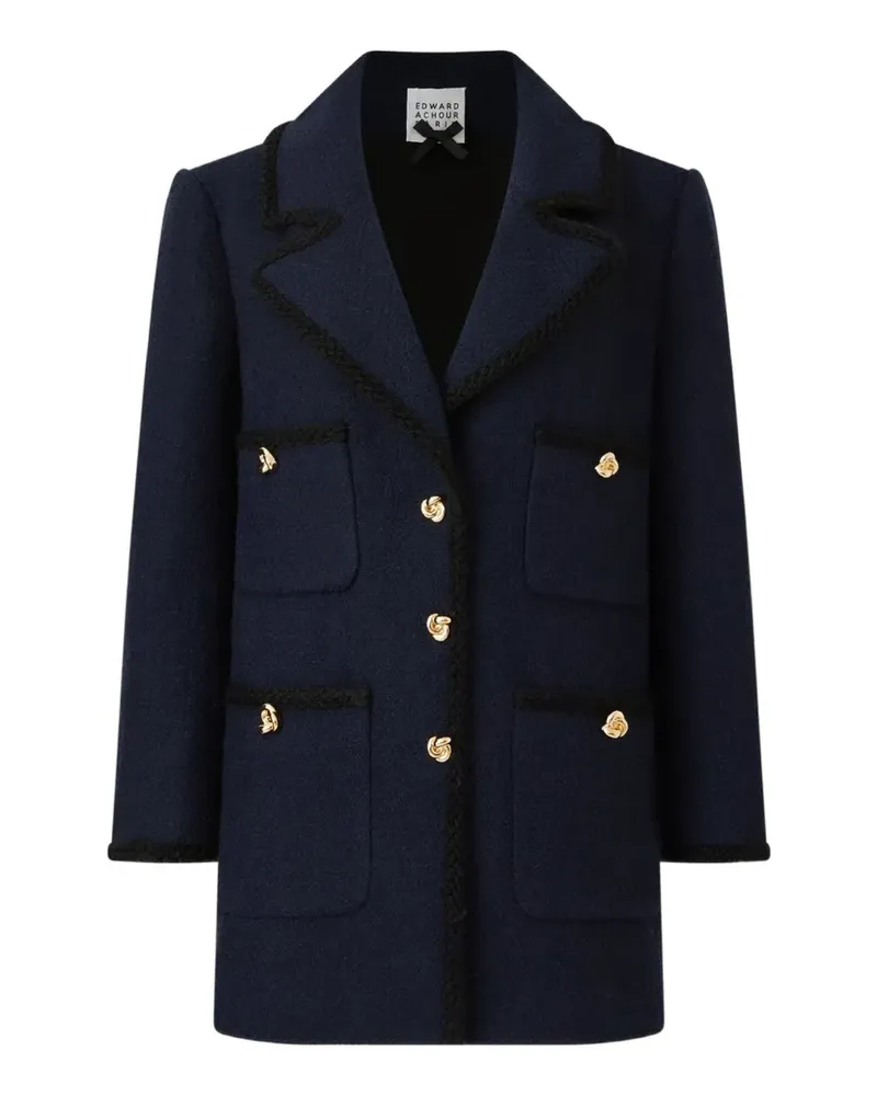 Edward Achour Geflochtene Jacke mit goldfarbenen Knöpfen - Blau Blau