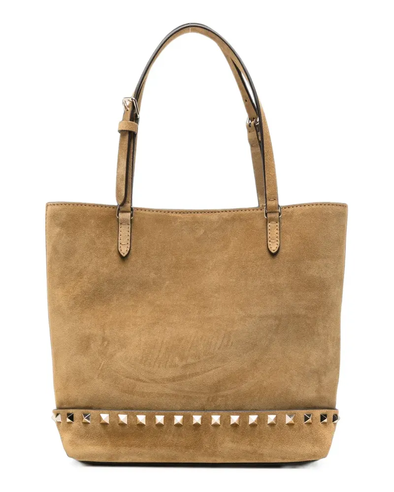 Valentino Garavani Rockstud suede tote bag - Nude Nude