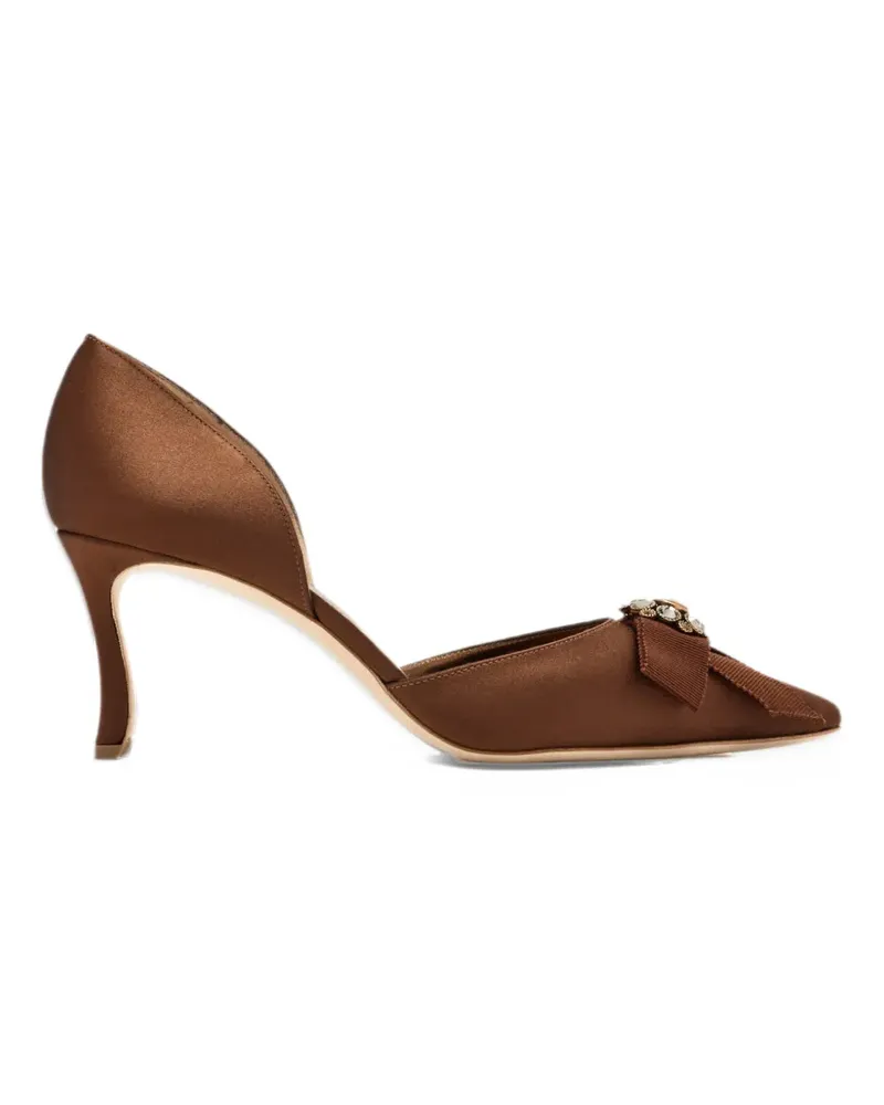 Manolo Blahnik Apidosa Pumps mit Kristallschleife - Braun Braun
