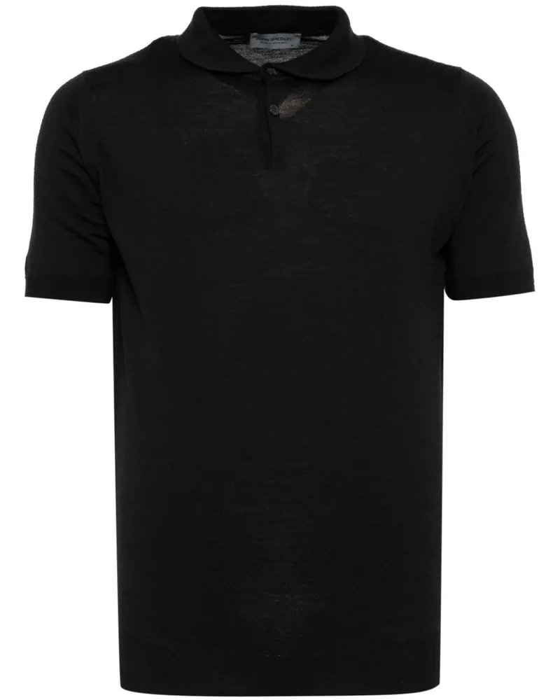 John Smedley Gestricktes Paytin Poloshirt - Schwarz Schwarz