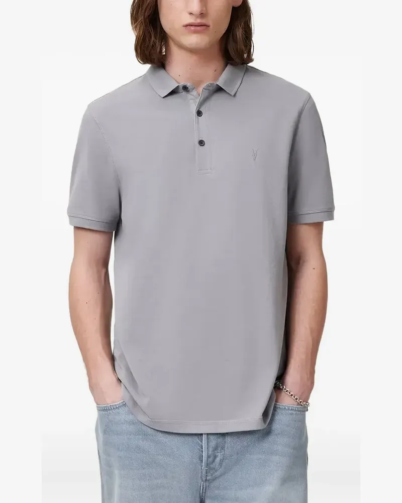 AllSaints Poloshirt mit Logo-Stickerei - Grau Grau