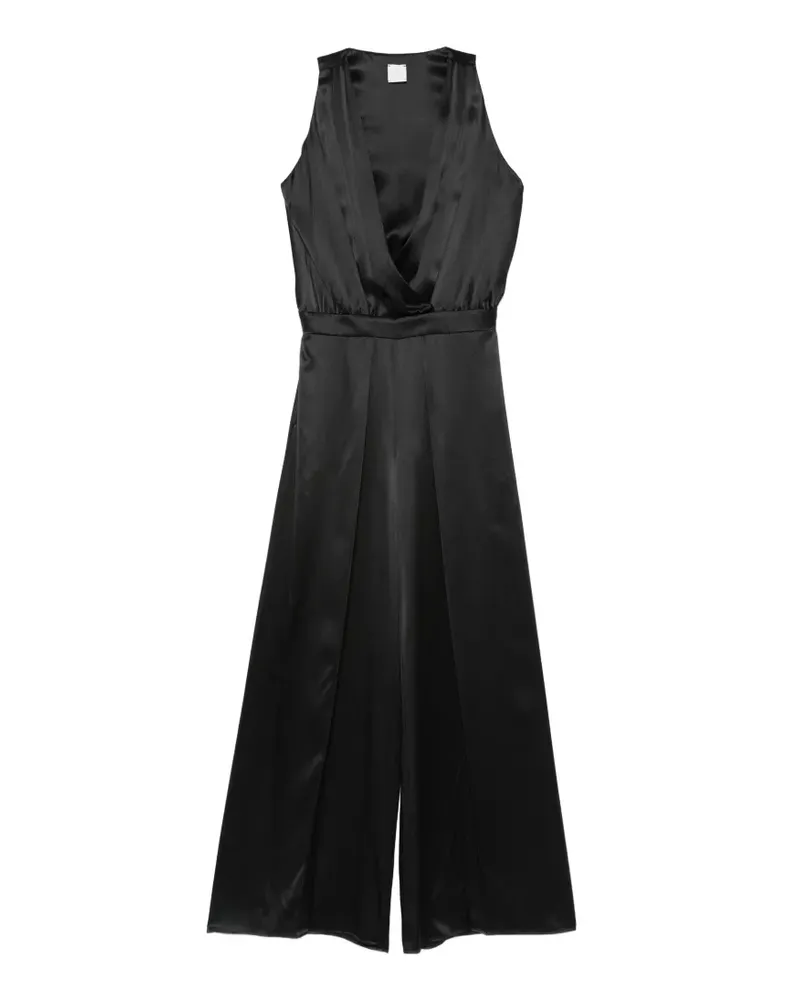 Eleventy Gewickelter Jumpsuit aus Satin - Schwarz Schwarz