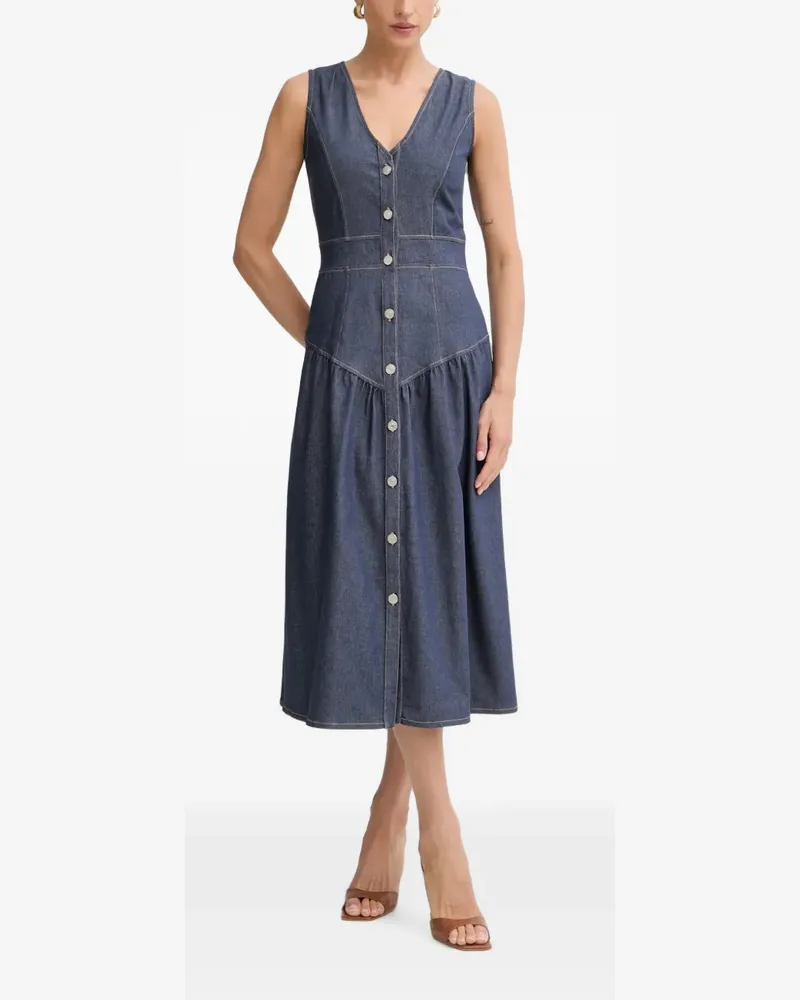 Morgan Midikleid mit Knöpfen - Blau Blau