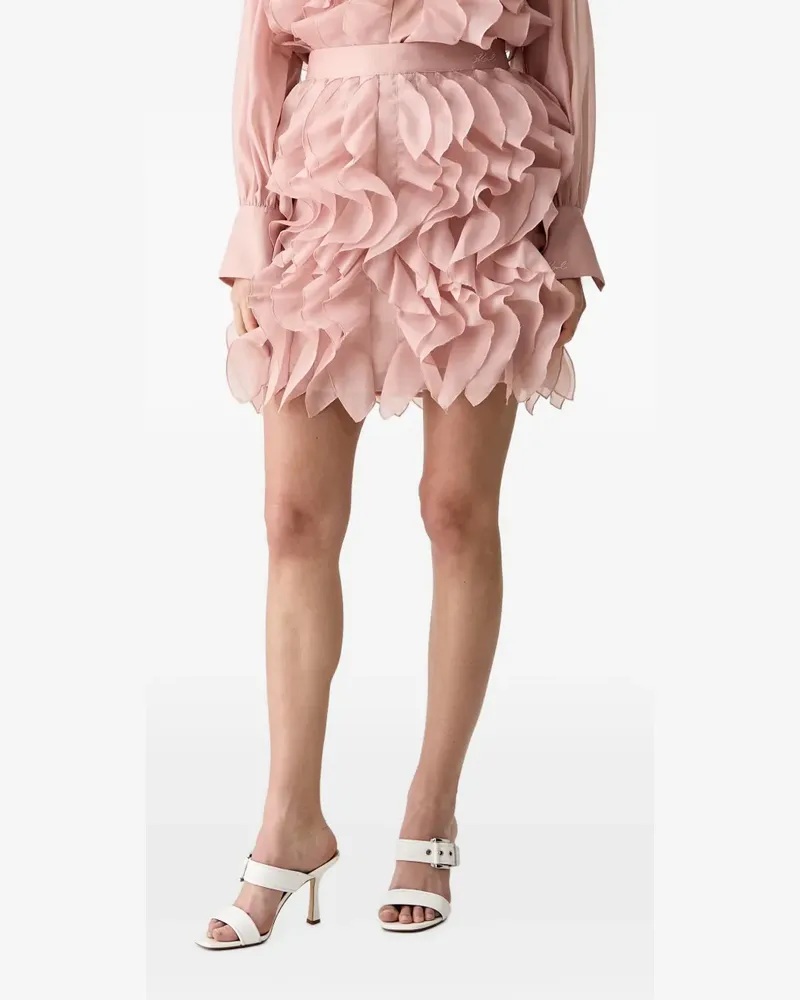Karl Lagerfeld ruffled logo-embroidered mini skirt - Rosa Rosa