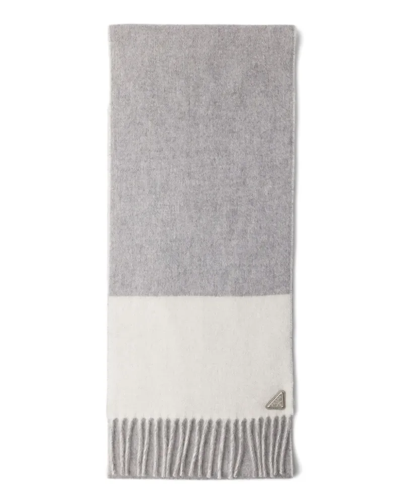 Prada Kaschmirschal mit Triangel-Logo - Grau Grau