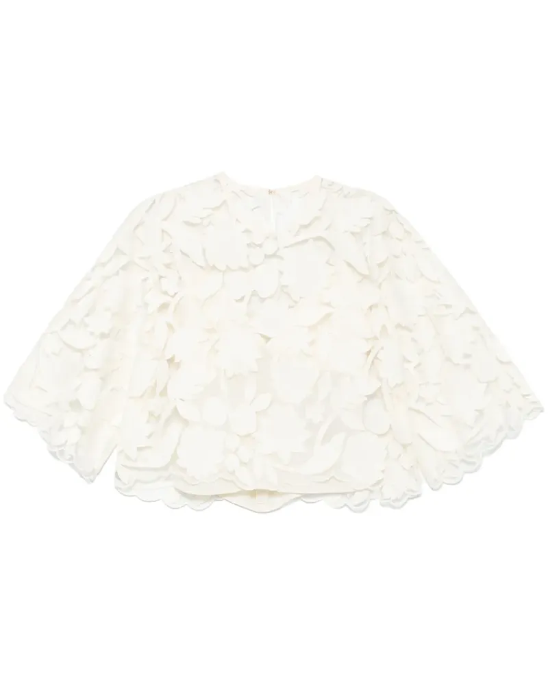 Elie Saab Bluse mit Tüllstickerei - Weiß Weiß