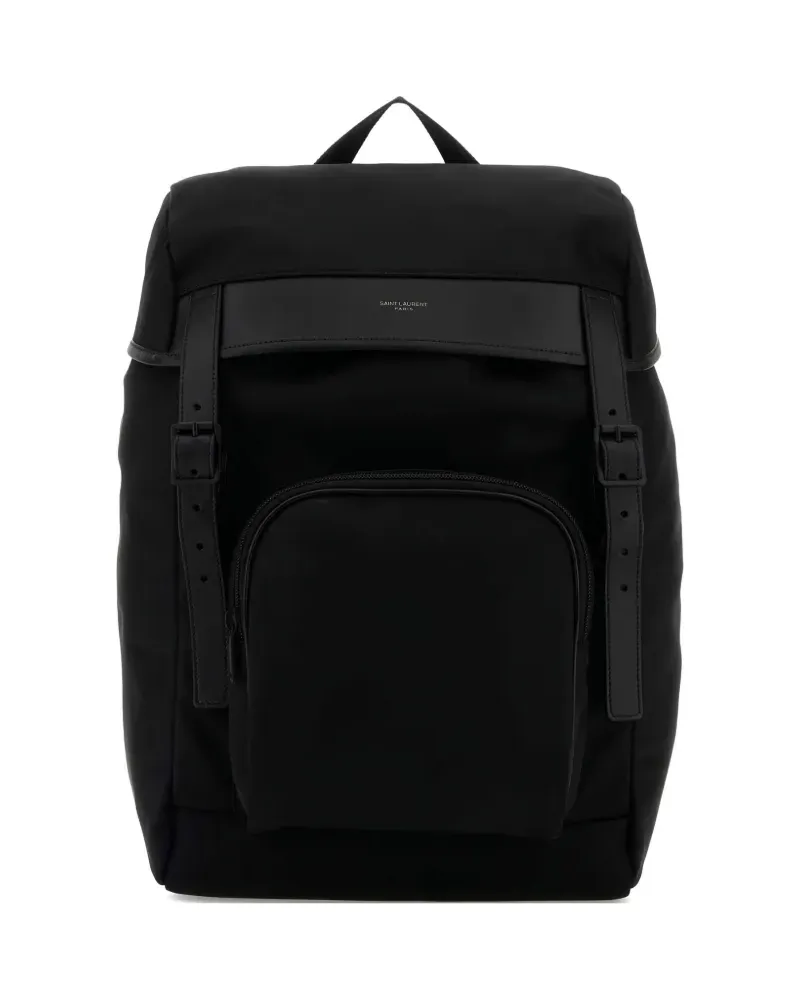 Saint Laurent City Rucksack mit Lederbesatz - Schwarz Schwarz