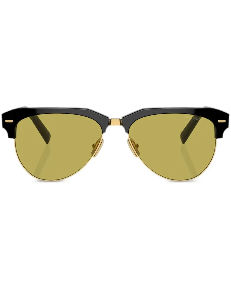 Miu Miu Pilotenbrille mit Logo - Schwarz Schwarz