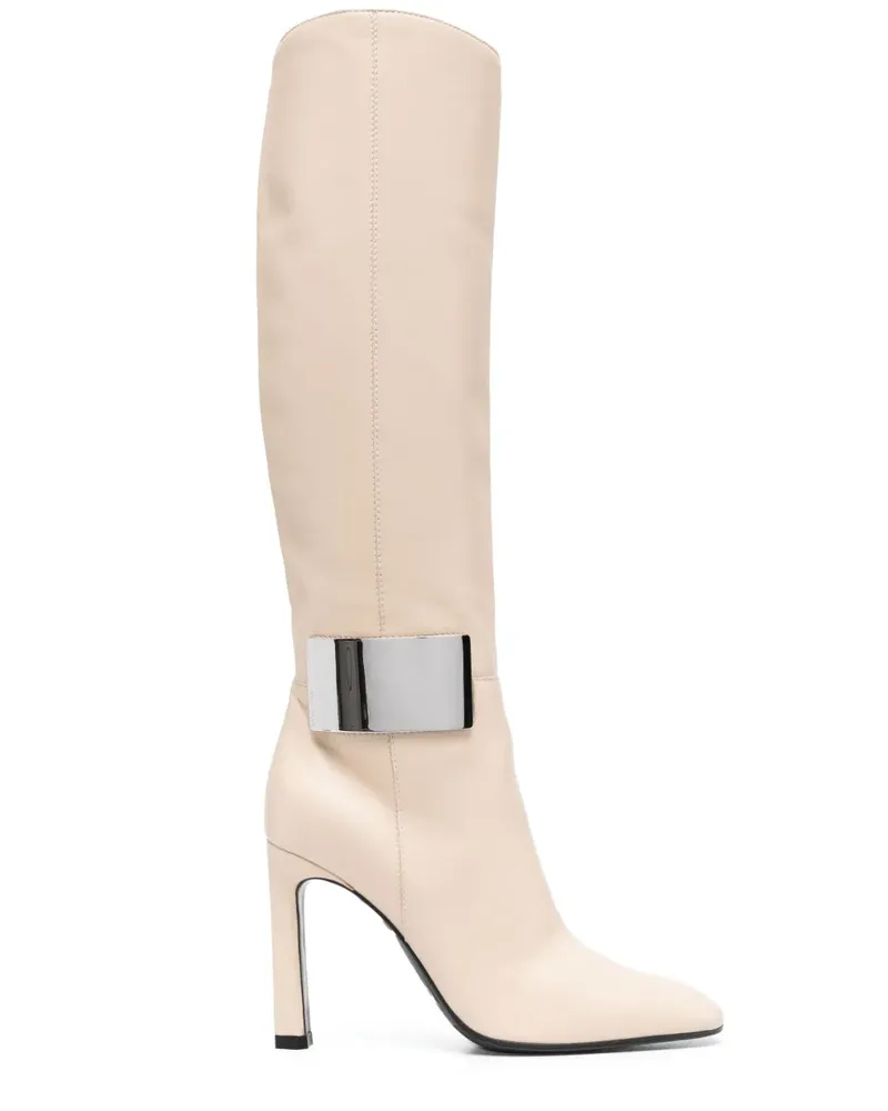 Sergio Rossi Kniehohe SR Miroir Stiefel 110mm - Nude Nude