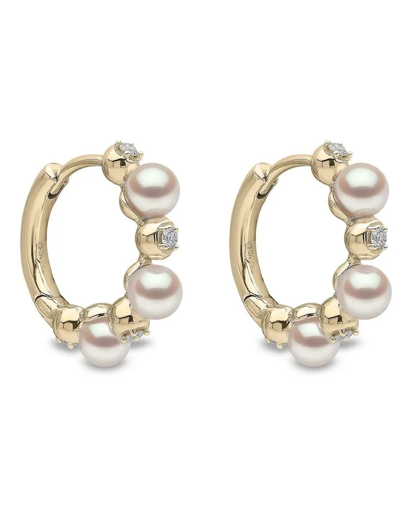YOKO London 18kt Eclipse Gelbgoldcreolen mit Akoya-Perlen und Diamanten Gold