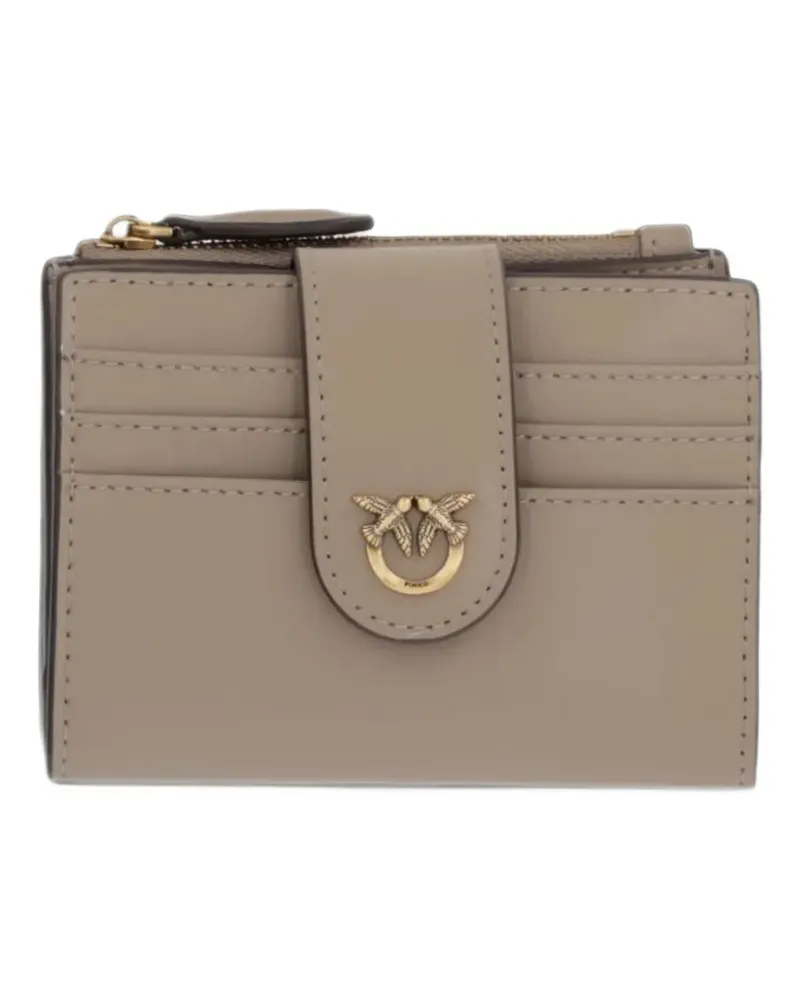 Pinko small smooth leather wallet with logo - Grau Grau