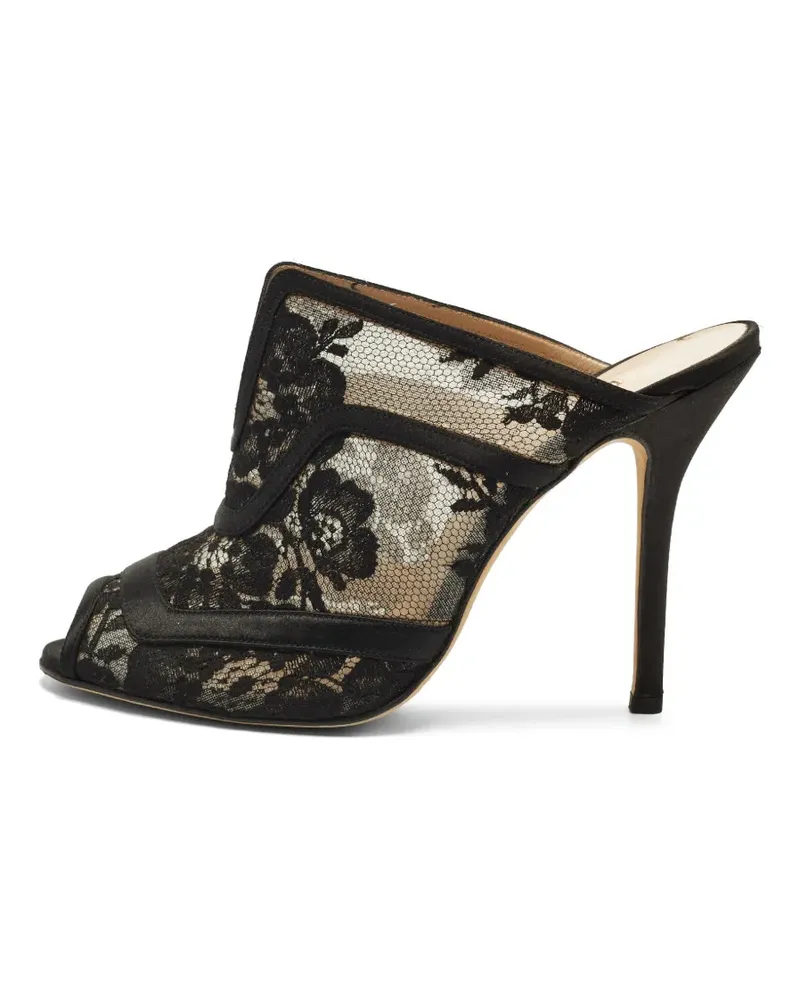 Manolo Blahnik satin heeled mules - Schwarz Schwarz