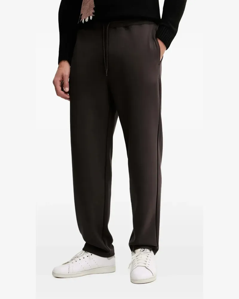 EA7 drawstring logo-patch trousers - Braun Braun