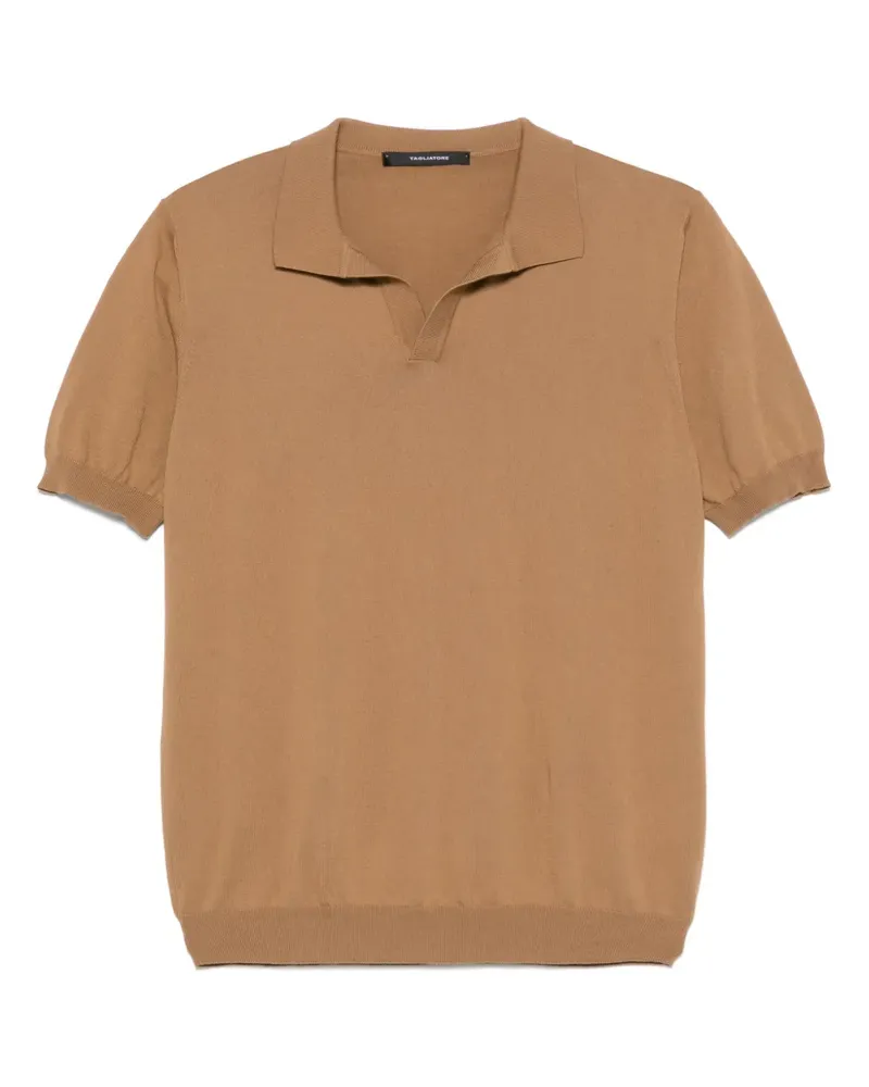 Tagliatore Poloshirt mit geripptem Detail - Nude Nude