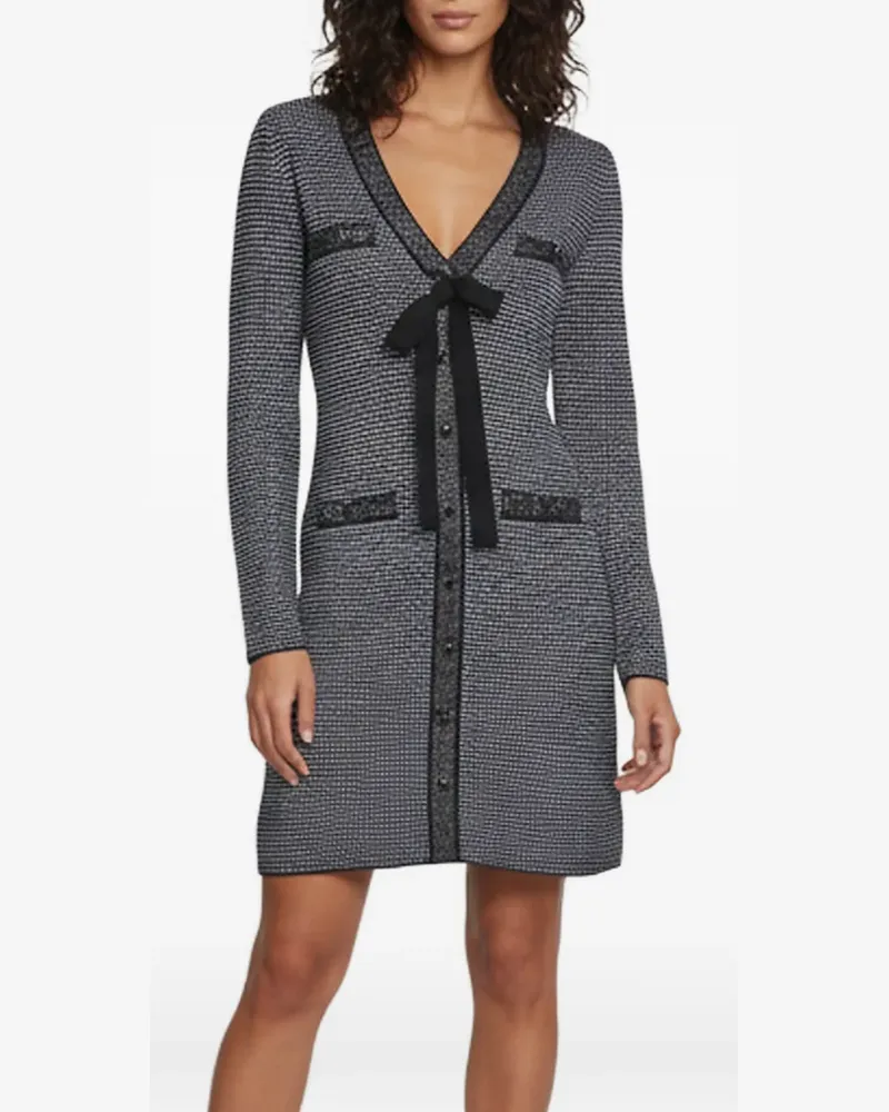 Sandro bow-detail knit mini dress - Blau Blau