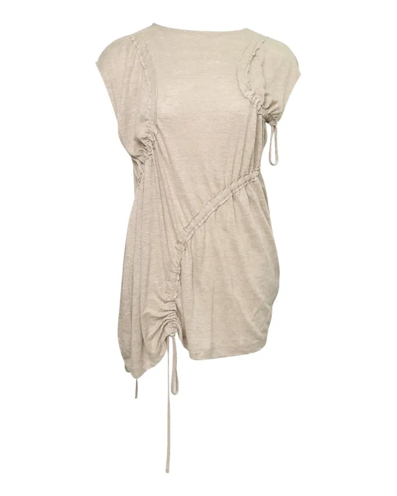 Yohji Yamamoto shirred linen top - Nude Nude