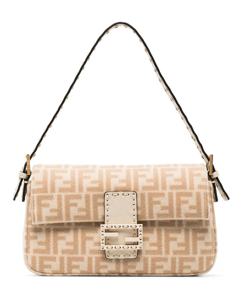 Fendi Baguette Schultertasche - Nude Nude