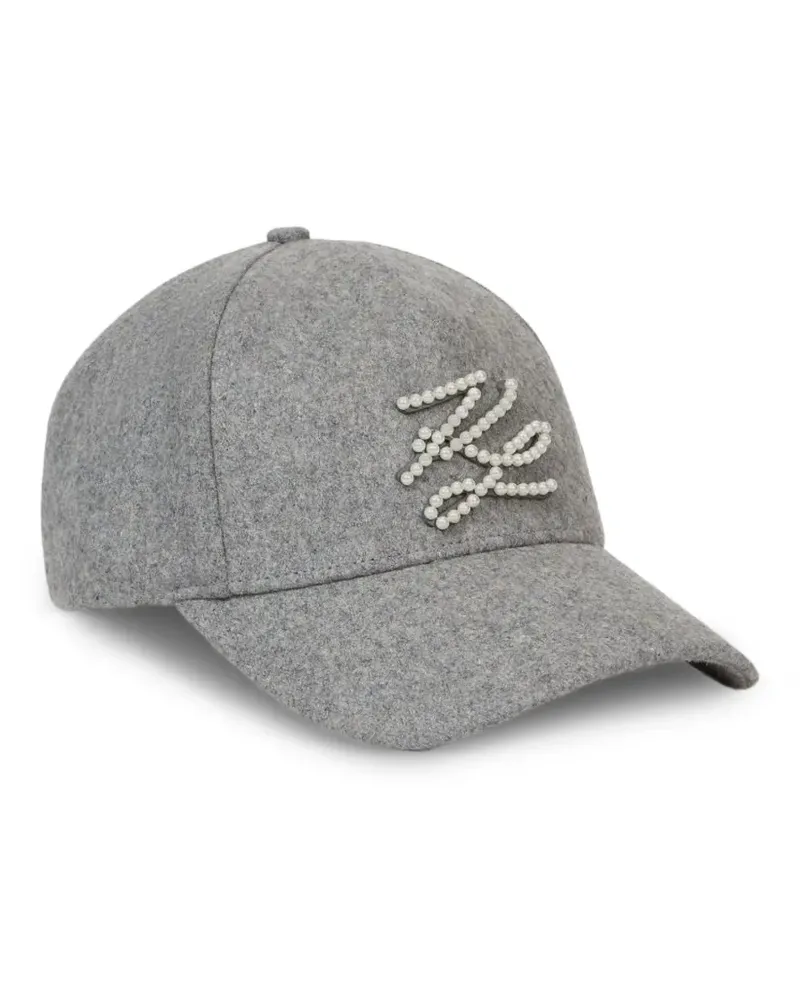 Karl Lagerfeld Autograph Baseballkappe mit Perlen - Grau Grau