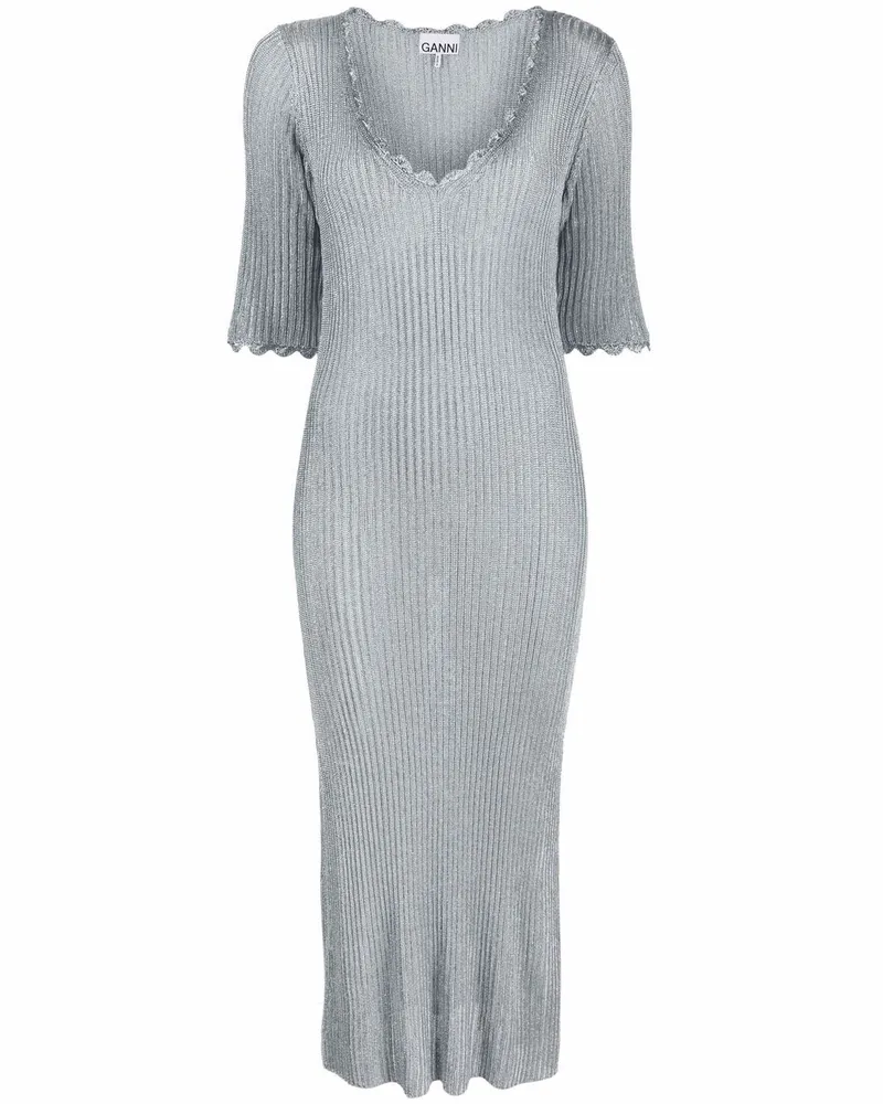 Ganni Geripptes Strickkleid - Blau Blau