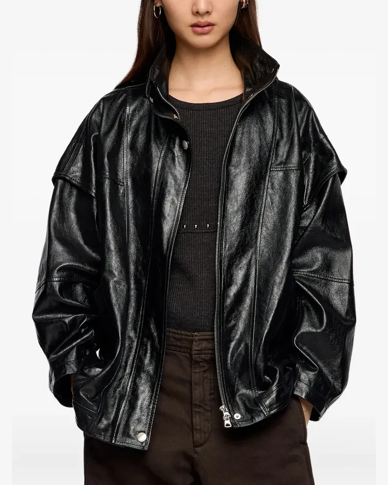 BIMBA Y LOLA leather zip-up jacket - Schwarz Schwarz