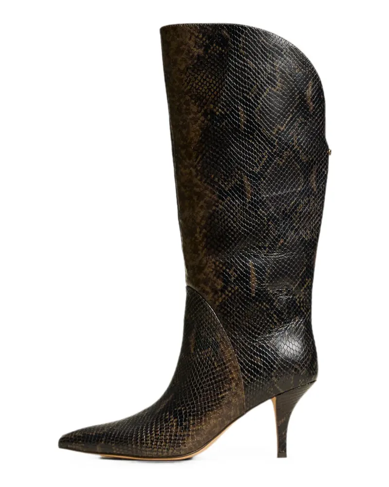 Twin-Set Stiefel mit Pythonleder-Print - Braun Braun