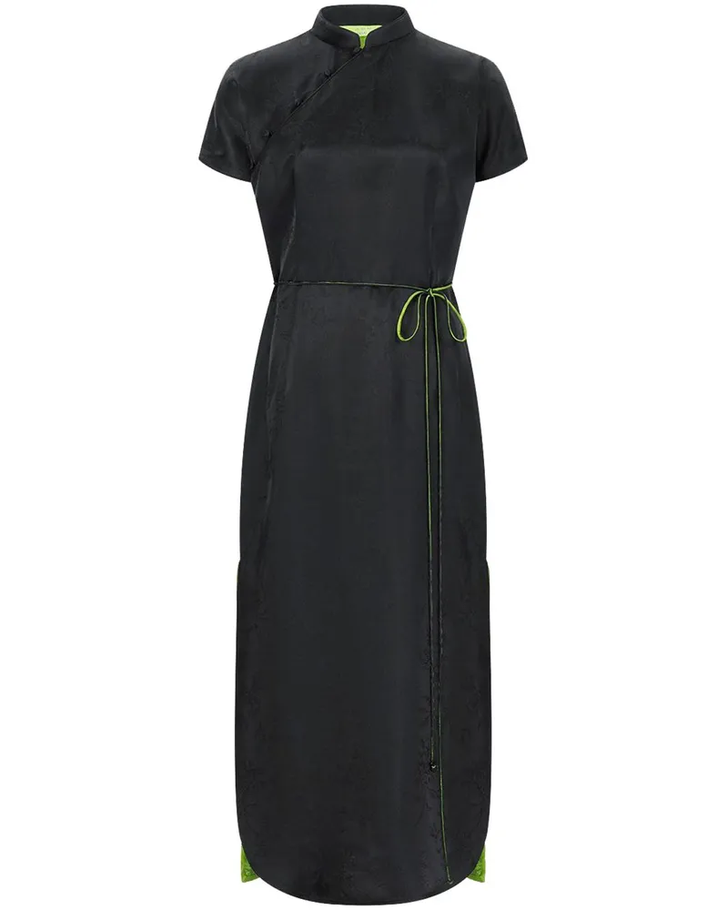 Shanghai Tang x Chen Man Qipao Seidenkleid - Schwarz Schwarz