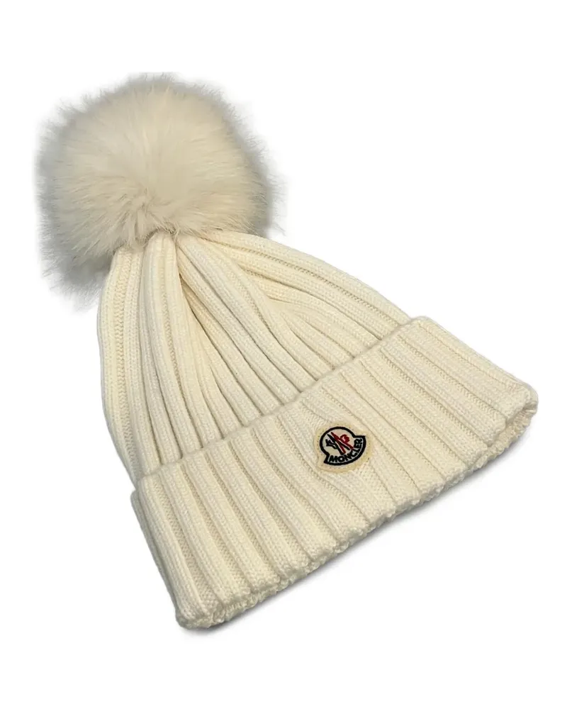 Moncler Gerippte Bommelmütze - Weiß Weiß
