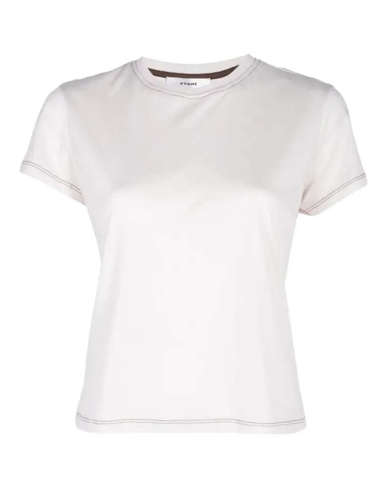 Frame Denim T-Shirt mit Kontrastnaht - Nude Nude