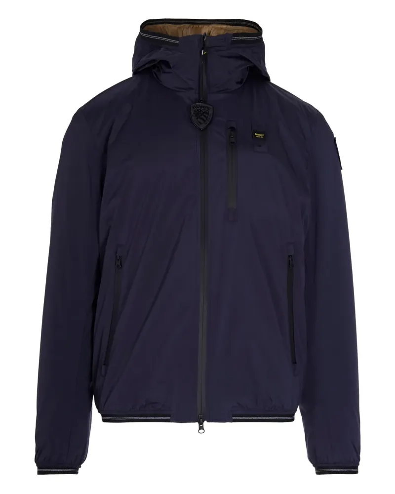 Blauer Kapuzenjacke mit Reißverschluss Blau
