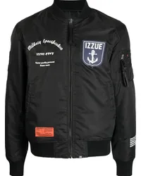 Izzue Gefütterte Bomberjacke mit Patches Schwarz