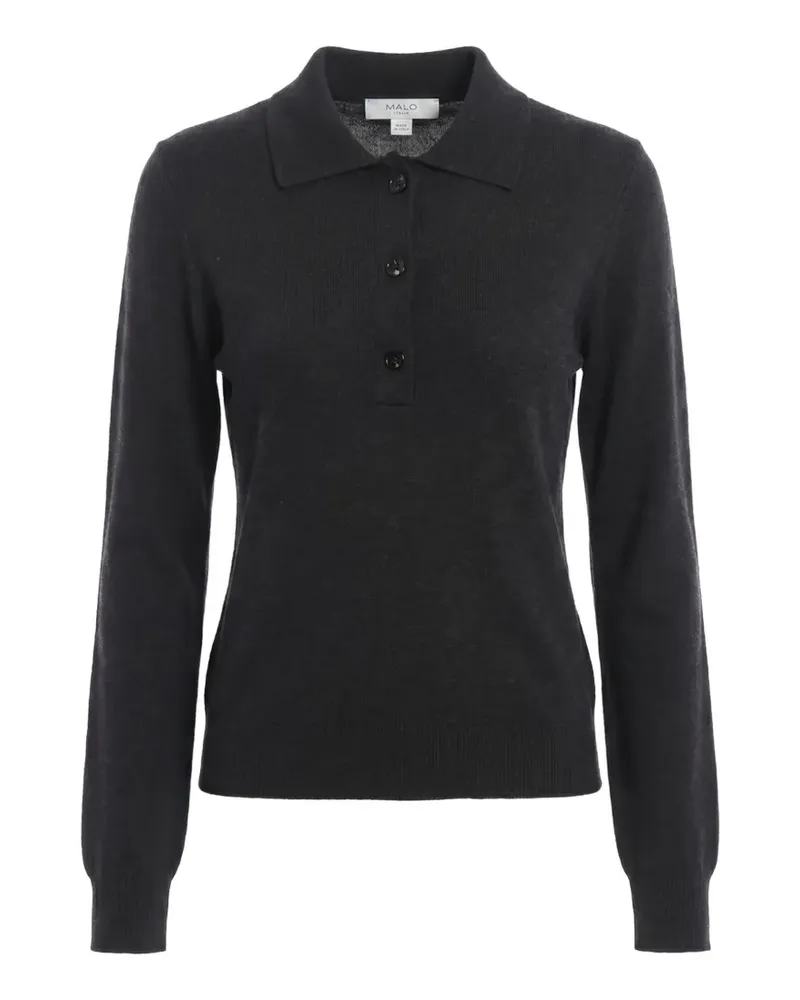 Malo ribbed knitted polo top - Schwarz Schwarz