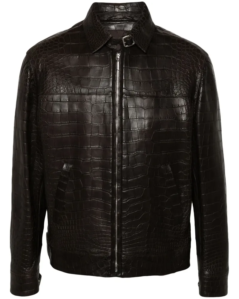 Brioni Jacke aus geprägtem Leder - Braun Braun