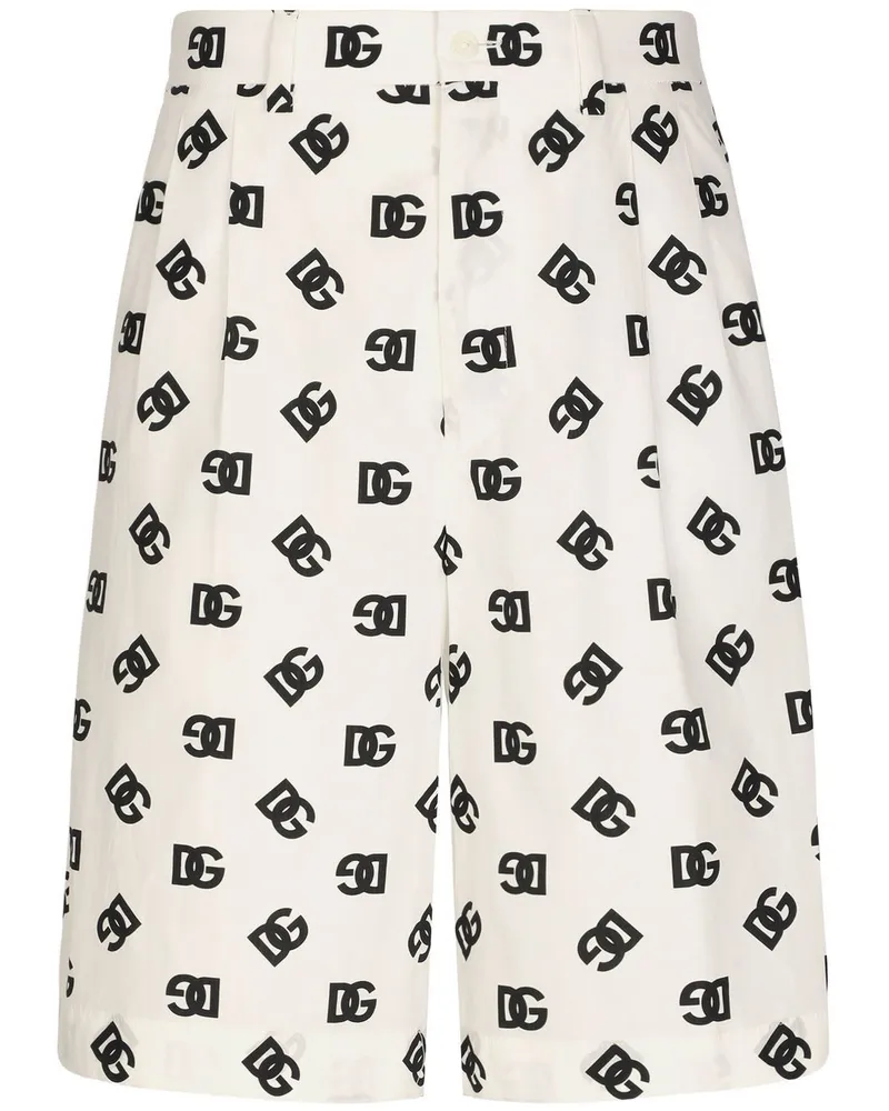 Dolce & Gabbana DG Monogram Popeline-Shorts - Weiß Weiß