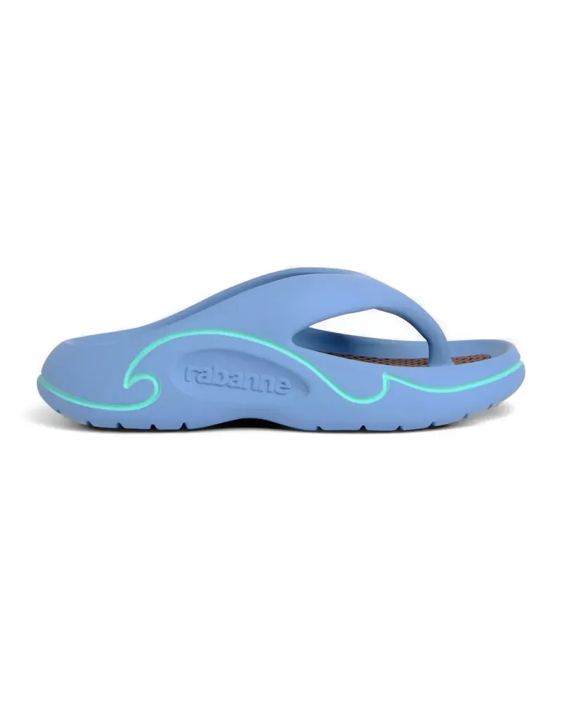Paco Rabanne embossed-logo thong-strap flip-flops - Blau Blau