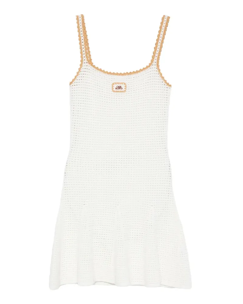 Casablanca Paris crochet-knit logo-patch mini dress - Weiß Weiß