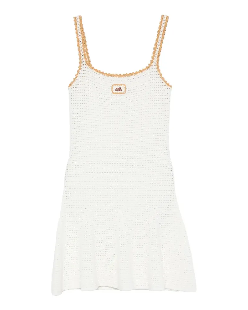 Casablanca Paris crochet-knit logo-patch mini dress - Weiß Weiß