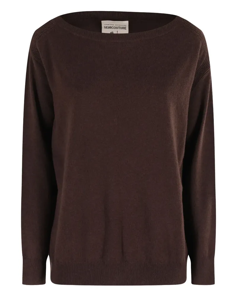 Semicouture Jupiner Pullover mit U-Boot-Ausschnitt - Braun Braun