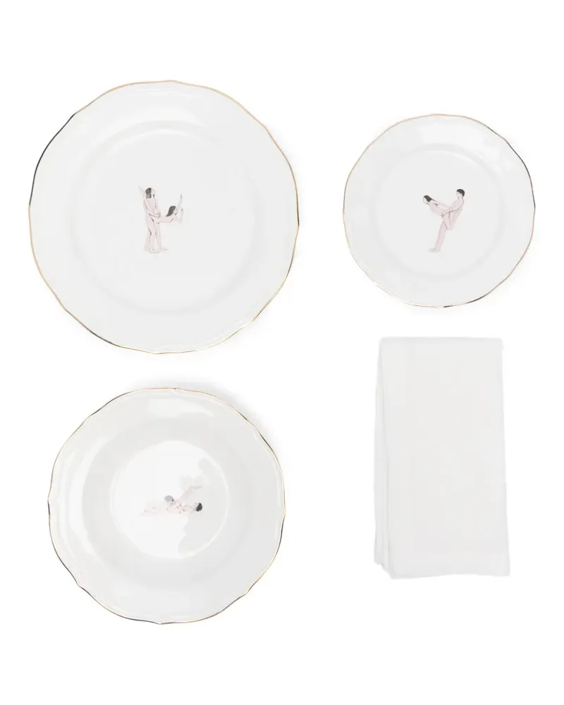 Seletti x Bruno Laurenzano Seikantai5271 - Elongated Teller (4er-Set) - Weiß Weiß