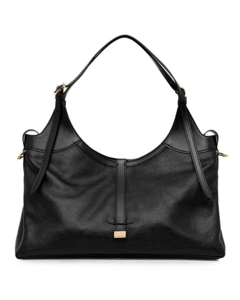 Pollini Tote Bag aus gekörntem Leder mit Schnalle - Schwarz Schwarz