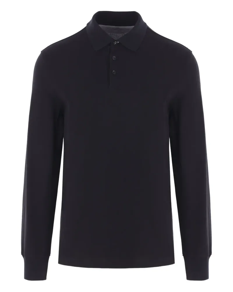 Brunello Cucinelli Langärmeliges Poloshirt - Schwarz Schwarz