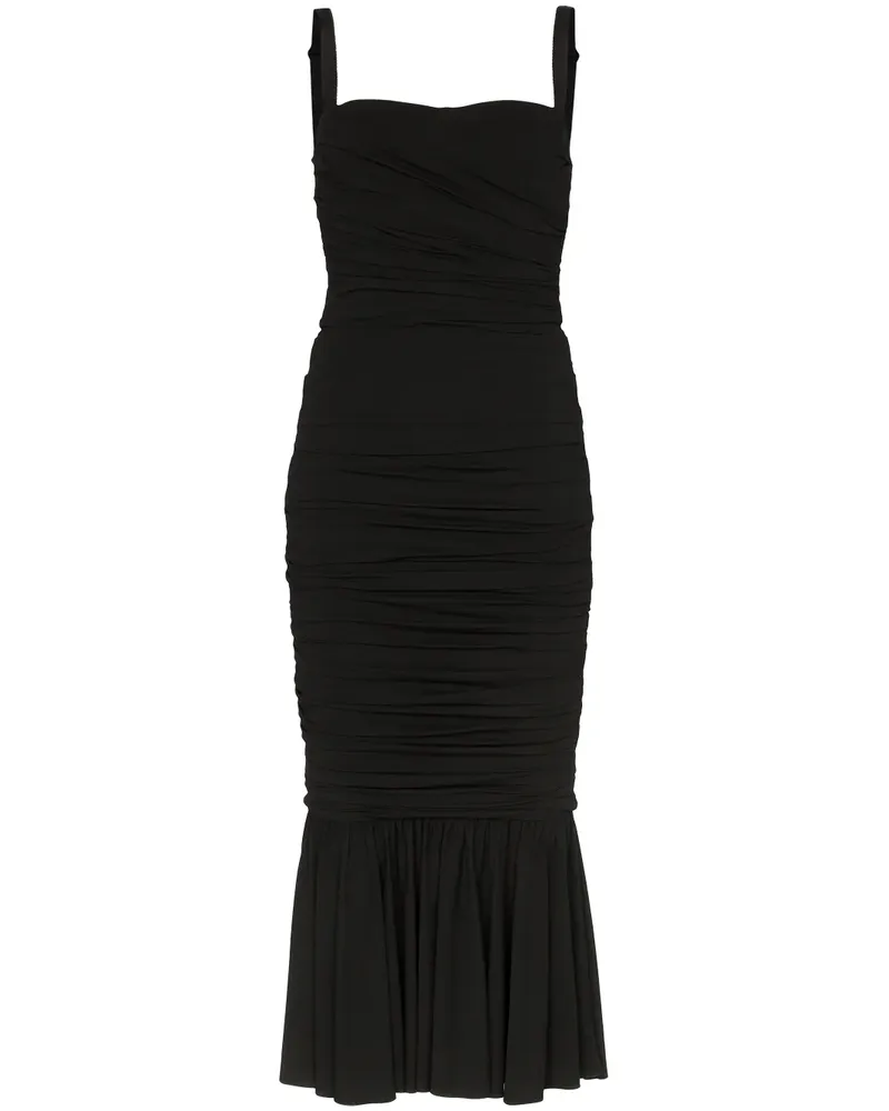 Dolce & Gabbana Gerafftes Midikleid - Schwarz Schwarz