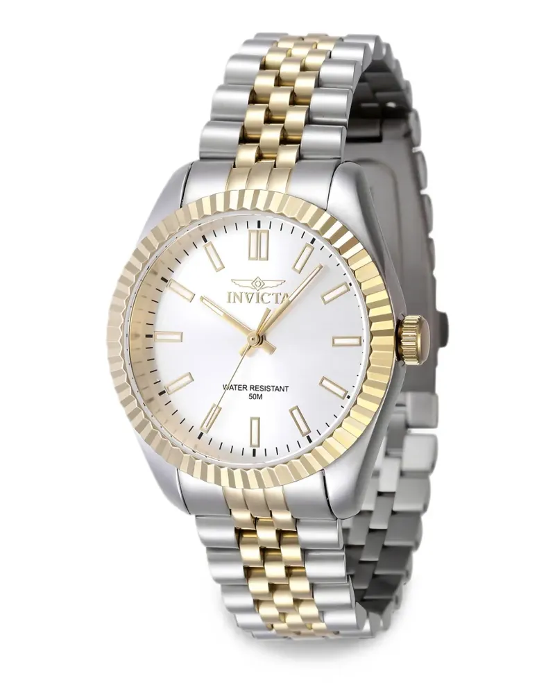 Invicta Specialty Armbanduhr mit geriffelter Lünette 36mm - Weiß Weiß