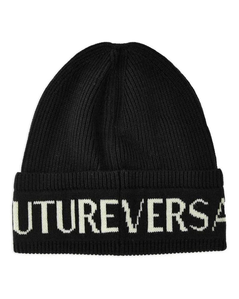 Versace Jeans Beanie mit verziertem Logo - Schwarz Schwarz