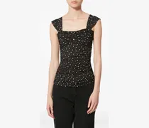 Gerafftes Gemina Oberteil mit Polka Dots - Schwarz