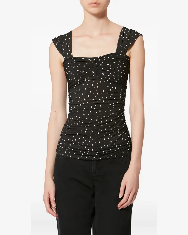 Isabel Marant Gerafftes Gemina Oberteil mit Polka Dots - Schwarz Schwarz