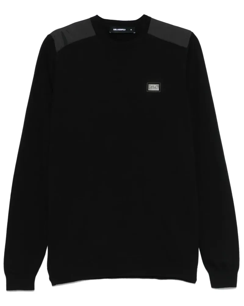 Karl Lagerfeld Pullover mit Logo-Schild - Schwarz Schwarz