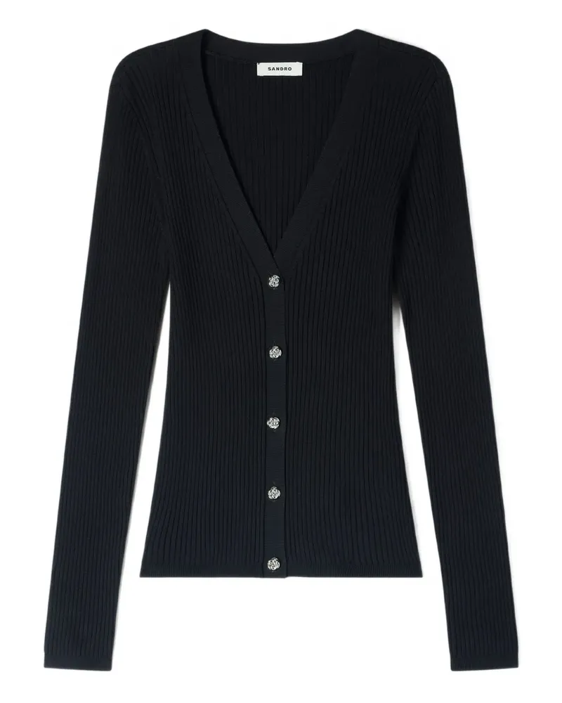 Sandro ribbed button cardigan - Schwarz Schwarz