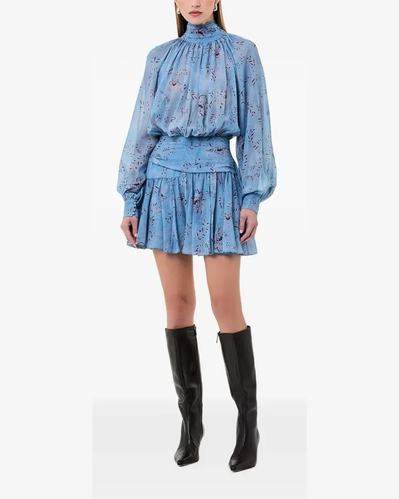 NICHOLAS Minikleid mit Blumen-Print - Blau Blau